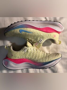 Nike Lime Green InfinityRN 4 running Shoes with Pink & Blue Accents